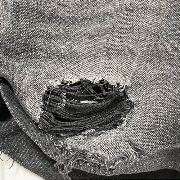 WE THE FREE Button Fly Distressed Black Denim Jean Shorts Size 24 - Picture 5 of 9